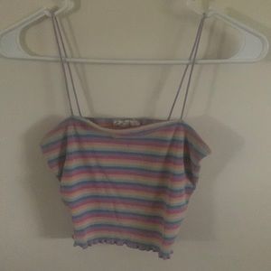 Rainbow Striped Cropped Cami